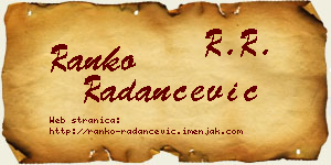 Ranko Radančević vizit kartica
